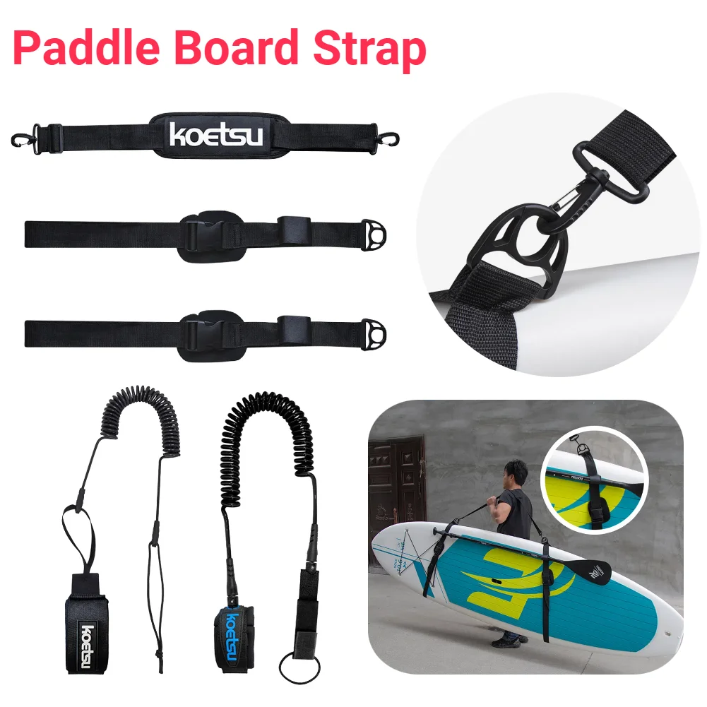 Stand Up Paddle Leash - สายรัดไหล่สำหรับกระดานโต้คลื่น ปรับระดับได้ อุปกรณ์เสริมสำหรับพกพากระดานแพดเดิลบอร์ด สายสะพายพกพากระดานแพดเดิลบอร์ด