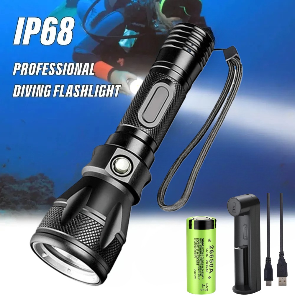 ไฟฉายดำน้ำแบบมืออาชีพ LED ไฟฉา - Underwater Flashlight บทวิจารณ์และราคา